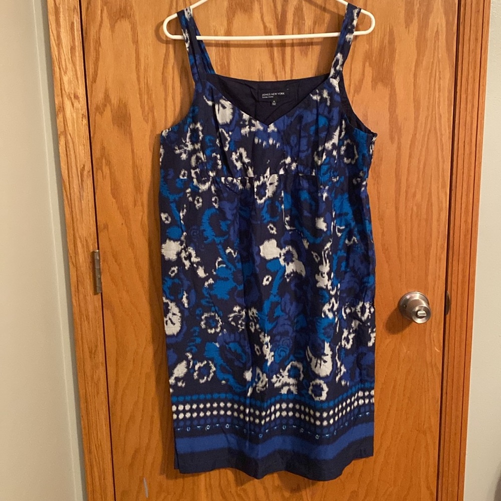 Jones New York Navy and White Floral Midi Dress